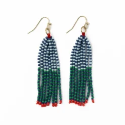 INK + ALLOY Abbey Tassel Alternating Seed Bead Earring Blue And Green