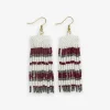 INK + ALLOY Adaline Game Day Horizontal Stripes Beaded Fringe Earrings Dark Red and Gray