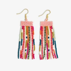 INK + ALLOY Adaline Mixed Patterns Beaded Fringe Earrings Rainbow