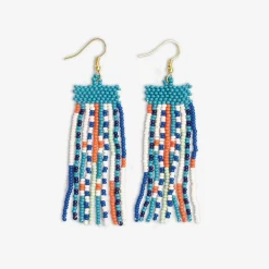 INK + ALLOY Adaline Mixed Patterns Beaded Fringe Earrings Coastal