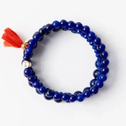INK + ALLOY Addison Set Of 3 Stretch Bracelets Glass And Crystal With Bag Lapis
