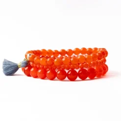 INK + ALLOY Addison Set Of 3 Stretch Bracelets Glass And Crystal With Bag Orange