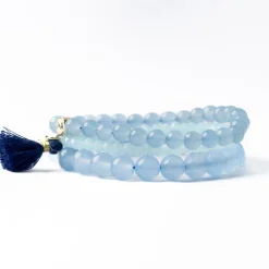 INK + ALLOY Addison Set Of 3 Stretch Bracelets Glass And Crystal With Bag Sky Blue