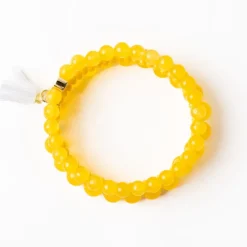 INK + ALLOY Addison Set Of 3 Stretch Bracelets Glass And Crystal With Bag Yellow