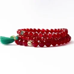 INK + ALLOY Addison Set Of 3 Stretch Bracelets Glass And Crystal With Bag Raspberry