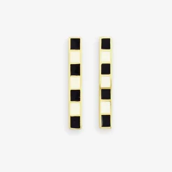 INK + ALLOY Adele Colorblock Enamel Bar Earrings Black/White Black/White