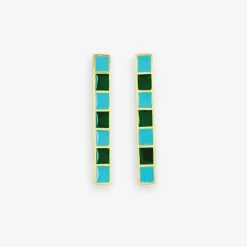 INK + ALLOY Adele Colorblock Enamel Bar Earrings Green/Light Blue Green/Light Blue