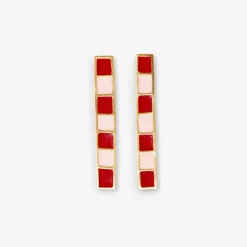 INK + ALLOY Adele Colorblock Enamel Bar Earrings Red/Blush Red/Blush