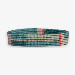 INK + ALLOY Alex Horizontal Colorblock Beaded Stretch Bracelet Teal + Poppy