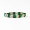 INK + ALLOY Alex Stripes Beaded Stretch Bracelet Green Gold