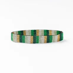 INK + ALLOY Alex Stripes Beaded Stretch Bracelet Green Gold