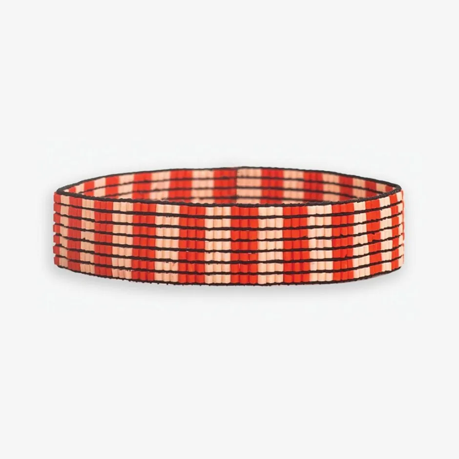INK + ALLOY Alex Two-Tone Vertical Stripes Beaded Stretch Bracelet Poppy