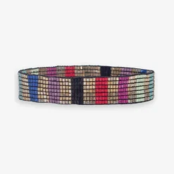 INK + ALLOY Alex Vertical Lines Beaded Stretch Bracelet Gold Multicolor