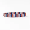 INK + ALLOY Alex Vertical Stripes Beaded Stretch Bracelet Lapis Coral