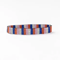 INK + ALLOY Alex Vertical Stripes Beaded Stretch Bracelet Lapis Coral