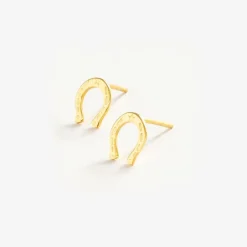 INK + ALLOY Alice Horseshoe Brass Post Earrings 18k Gold
