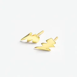 INK + ALLOY Alice Lightning Post Earrings 18k Gold