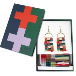 INK + ALLOY Allison + Olive checkered beaded earrings and bracelet set Multi-color