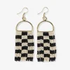 INK + ALLOY Allison Checkered Beaded Fringe Earrings Black