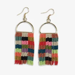 INK + ALLOY Allison Checkered Beaded Fringe Earrings Multicolor