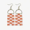 INK + ALLOY Allison Game Day Checkered Beaded Fringe Earrings Orange + White