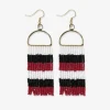 INK + ALLOY Allison Game Day Horizontal Stripe Beaded Fringe Earrings Red + Black