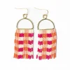 INK + ALLOY Allison Gingham Beaded Fringe Earrings Pink