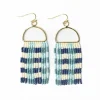 INK + ALLOY Allison Gingham Beaded Fringe Earrings Blue