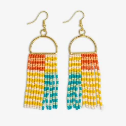 INK + ALLOY Allison Horizontal Striped Grid Beaded Earrings Amalfi