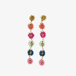 INK + ALLOY Amanda Multi Color Flower Beaded Dangle Earrings Rainbow