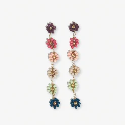 INK + ALLOY Amanda Multi Color Flower Beaded Dangle Earrings Port