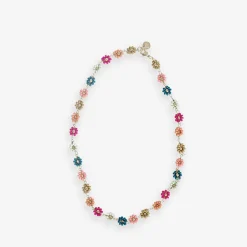 INK + ALLOY Amanda Multi Color Flowers Beaded Necklace Rainbow
