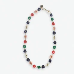 INK + ALLOY Amanda Multi Color Flowers Beaded Necklace St. Tropez