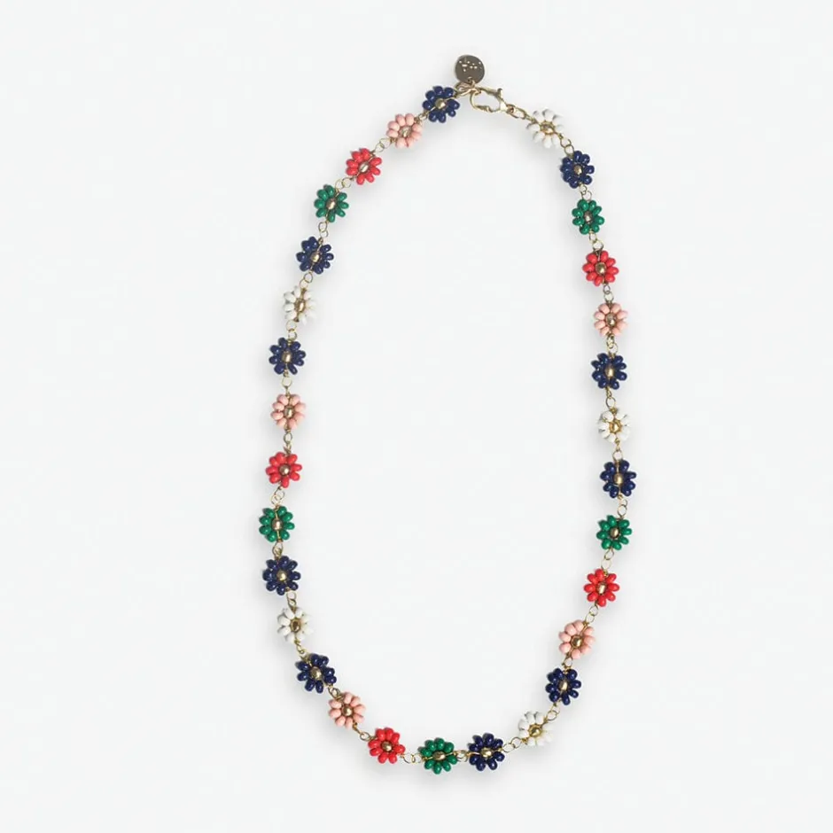 INK + ALLOY Amanda Multi Color Flowers Beaded Necklace St. Tropez