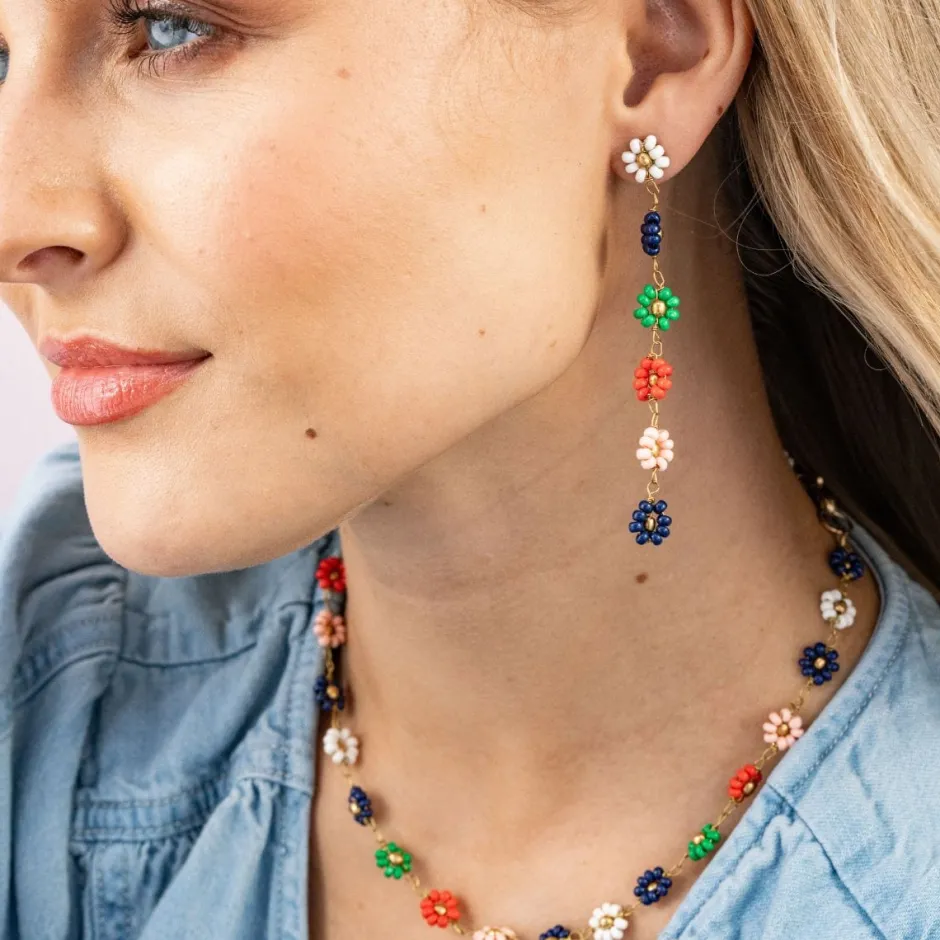 INK + ALLOY Amanda Multicolor Flower Beaded Dangle Earrings St. Tropez