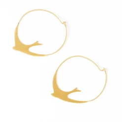 INK + ALLOY Amelia Circle Bird Hoop Earrings Brass