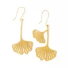INK + ALLOY Amelia Ginkgo Leaf Earrings Brass