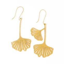 INK + ALLOY Amelia Ginkgo Leaf Earrings Brass