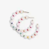 INK + ALLOY Angela Round Stones With Alternating Seed Bead Hoop Earrings White