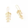 INK + ALLOY Anika Botanical Abstract Leaves Threader Earrings Brass