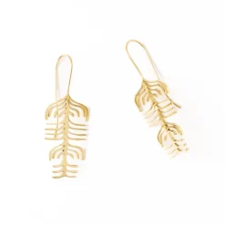 INK + ALLOY Anika Botanical Abstract Leaves Threader Earrings Brass