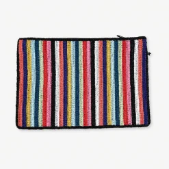INK + ALLOY Annabella Vertical Stripes Beaded Clutch Multicolor