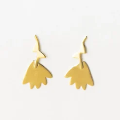 INK + ALLOY Annie Upside Down Flower Post Earrings Brass