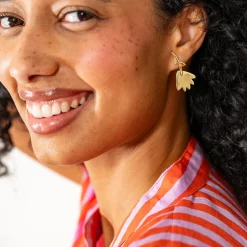 INK + ALLOY Annie Upside Down Flower Post Earrings Brass