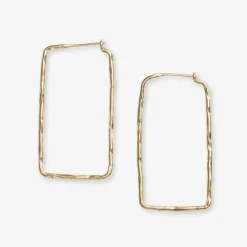 INK + ALLOY Athena Rectangle Bar Thin Hoop Earrings Brass