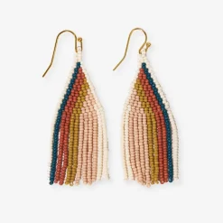INK + ALLOY Audrey Vertical Stripe Petite Beaded Fringe Earrings Desert