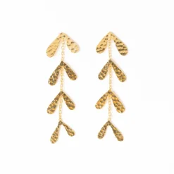 INK + ALLOY Autumn Falling Leaves Dangle Earrings Brass