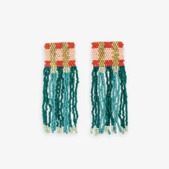 INK + ALLOY Ava Crossing Colorblock Beaded Fringe Earrings Teal + Poppy