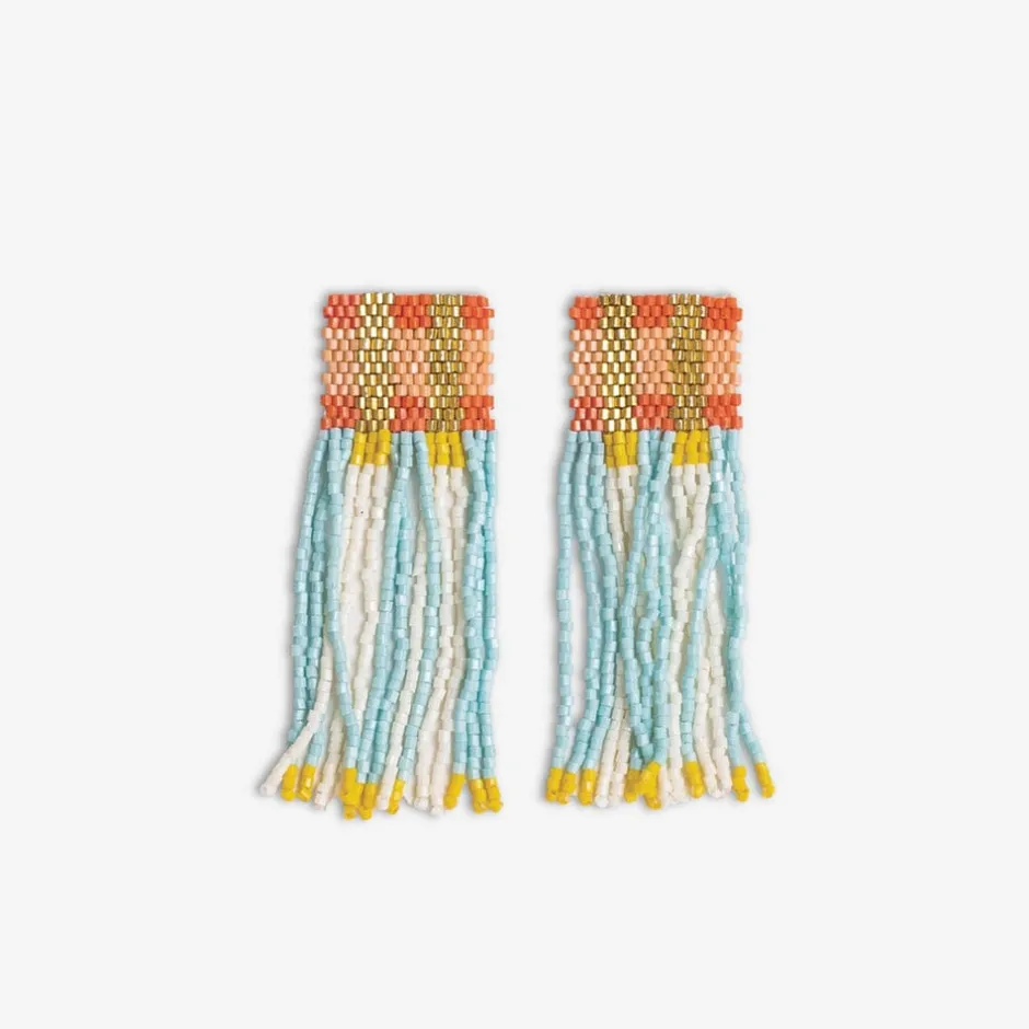 INK + ALLOY Ava Crossing Colorblock Beaded Fringe Earrings Amalfi