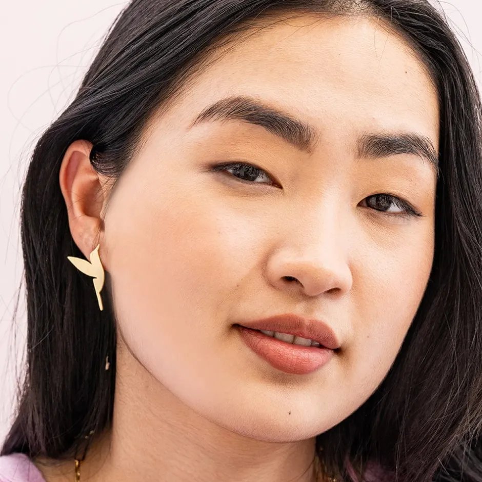 INK + ALLOY Avery Flying Birds Large Post Earrings Brass